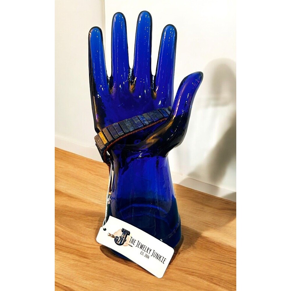 The Jewelry Junkie Dark Blue Lapis Lazuli Stacked Stone Bracelet Boho Western